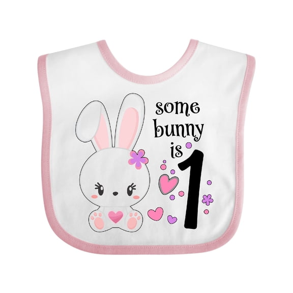 Inktastic Somebunny is One First Birthday Bunny Boys or Girls Baby Bib
