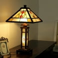 thumbnail image 2 of CHLOE Lighting GARETH Tiffany-style Mission 3 Light Double Lit Wooden Table Lamp 15" Shade, 2 of 2