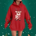 thumbnail image 2 of Gkeoshab Womens Christmas Sweatshirt Women's Christmas Themed Hooded Sweatshirt, Festive Print Pullover with Adjustable Drawstring for Holiday Shopping and Cozy Seasonal Outdoor Activities Red S, 2 of 4