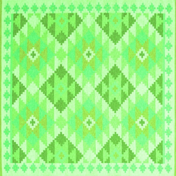 Ahgly Company Indoor Square Southwestern Green Country Area Rugs, 8' Square