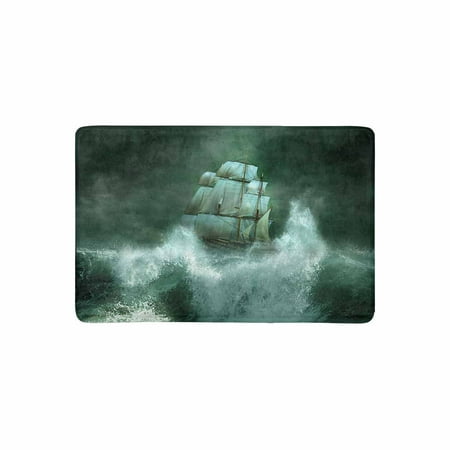 MKHERT Old Pirates Ship Sailing in The Marine Thunderstorm Doormat Rug Home Decor Floor Mat Bath Mat 23.6x15.7 inch