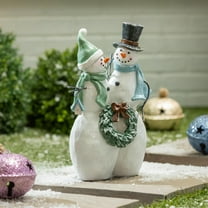 Season to Sparkle Garden Statue, Resin Garden Statue, Frosted Snowmen, 15.5"H