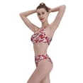 thumbnail image 6 of Daiia Red Hawthorn printed 2 piece Swimsuit Bikinis for Women High Waisted Racerback Bathing Suits Summer Tummy Control Scoop Neck Swimwear-Large, 6 of 8