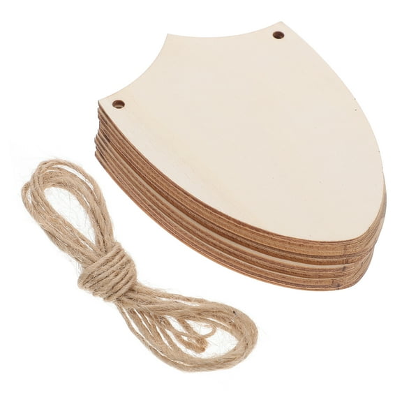 WEUVEB Unfinished Wooden Shield Cutouts Beige Craft Embellishments 30 Pieces for Arts and Crafts Projects