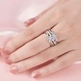 thumbnail image 5 of SHELOVES 925 Sterling Silver Guard Ring Enhancers for Women Crown Engagement AAAAA CZ Exquisite Wedding Band Size 8, 5 of 7