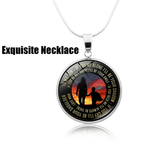 JikouIivo The New Mother To Son Lvoe Time Jewel Necklace Pendant To Encourage His Son Hypoallergenic Strong Durable Necklace