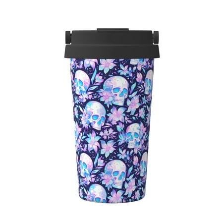 

Goofa crystal Skull flower leaf for Insulated Travel Coffee Mug Spill Proof Leak Proof 16 OZCoffee Tumbler Reusable Coffee Cups with Lids Thermos for Hot and Cold Drink