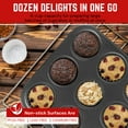 thumbnail image 6 of Muffin Tray Cupcake Baking Pan 2 Pack, 12-Cup Nonstick Carbon Steel Muffin Tins Non-Stick Cupcake Tin Bakeware Accessories for Baking Cupcakes Muffin Brownies Snacks, Easy Clean, Fridge Safe, 6 of 9