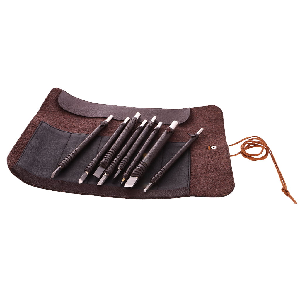 8Pcs Tungsten Steel Stone Carving Sculpting Kit Carbide Hand Chisel Tool w/ Bag 