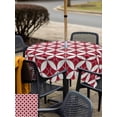 thumbnail image 5 of Outdoor Tablecloth with Umbrella Hole for Patio/Picnic/Party/Camping, Red Geometric Waterproof Table Cloth Square Cover Washable, Vintage Rhombus Circle Texture (54"x 54"), 5 of 8