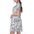 thumbnail image 2 of Balery Indigo Tie Dye Vestidos sueltos de manga corta para mujer, vestidos de verano 2025, vestidos casuales de corte A con vuelo., 2 of 6