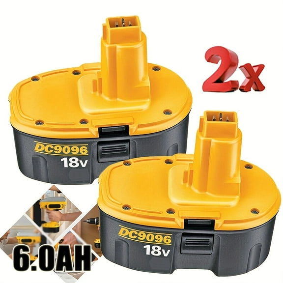 2 Packs 18V Replacement Battery For : 18  6.0Ah XRP DC9096 Ni-Mh Batteries Compatible With DC9098 DC9099 DW9095 DW9096 DW9098 Cordless Power Tools