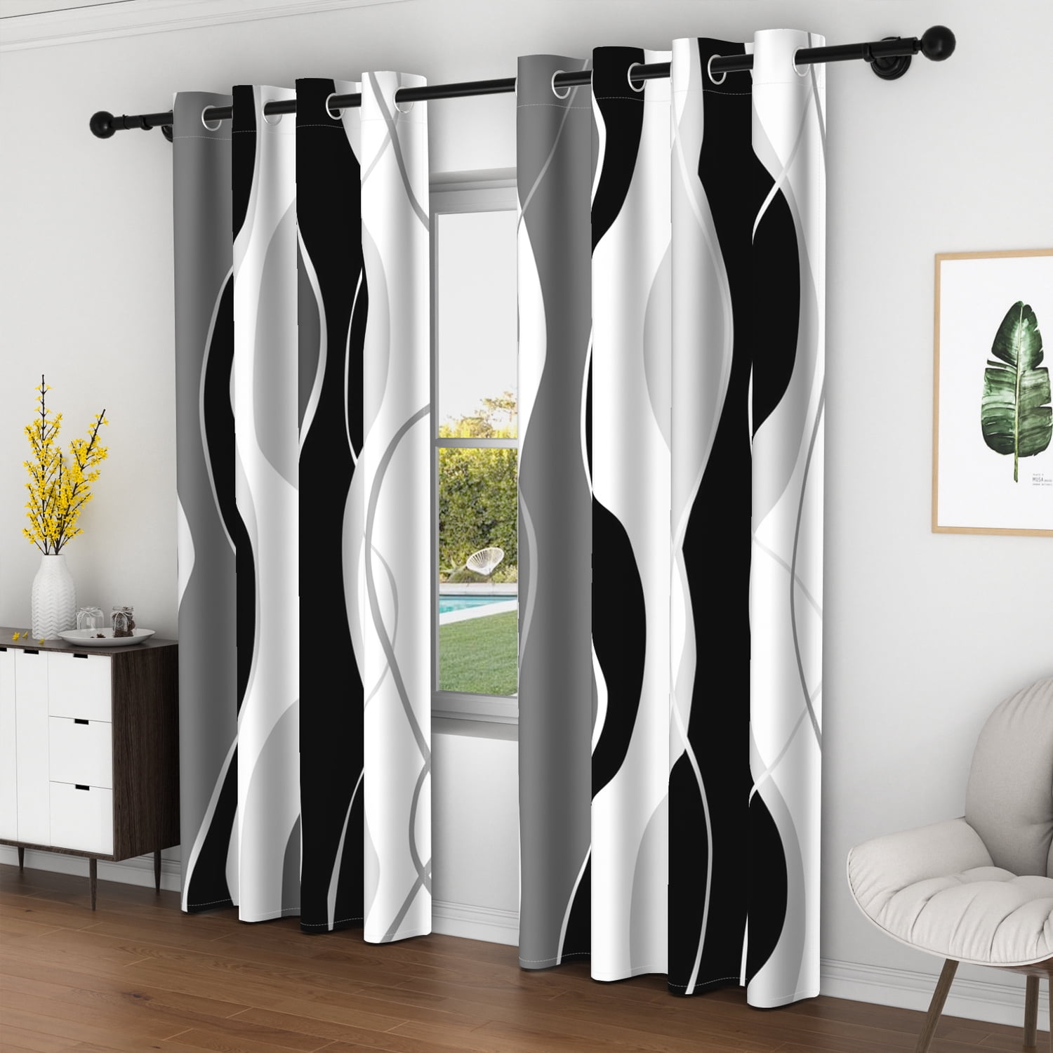 Lfeey Room Darkening Curtains, Blackout Curtains 84 inch Long 2 Panels Set, Black out for Dining Room Windows