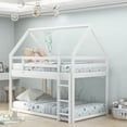 thumbnail image 2 of Euroco Twin over Twin House Bed, Low Bunk Bed for Kids Teens Room, White, 2 of 14