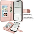 thumbnail image 3 of Tekcoo for iPhone 17 Air Case Wallet with ID Credit Card Holder for Women Men, Detachable Magnetic PU Leather Flip Wallet Phone Case for iphone 17 Air 6.5" with Strap Kickstand Cover, Pink, 3 of 7