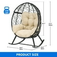 thumbnail image 2 of Dextrus Outdoor Rocking Wicker Egg Chair with Cushioned Comfort, 250lb Capacity, Anti-Slip, Black+Beige, 2 of 10