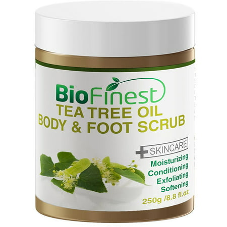 Biofinest Tea Tree Oil Body & Foot Scrub: with Dead Sea Salt, Jojoba Oil, Essential Oils - Best for Athlete