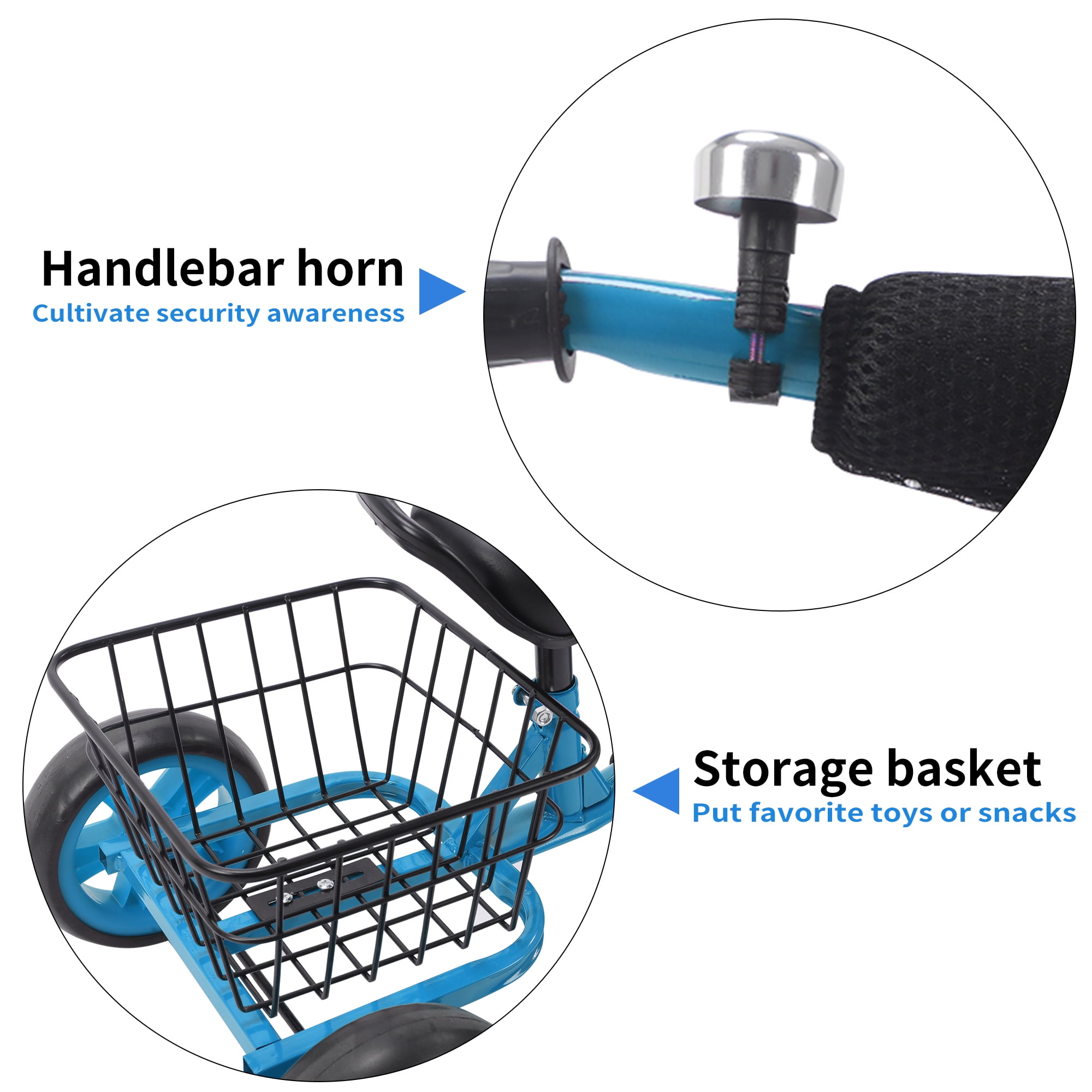 3-Wheel Trike Bicycle for Toddlers, Kids Pedal Tricycle Stroller with Basket, Folding Trike Bike
