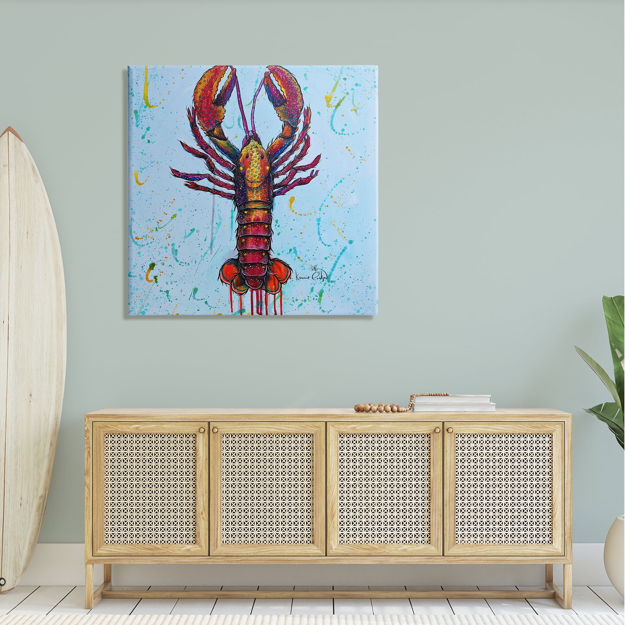 Stupell Industries Urban Style Lobster Paint Splatter Sea Life Painting Gallery Wrapped Canvas Print Wall Art, Design by Karrie Evenson
