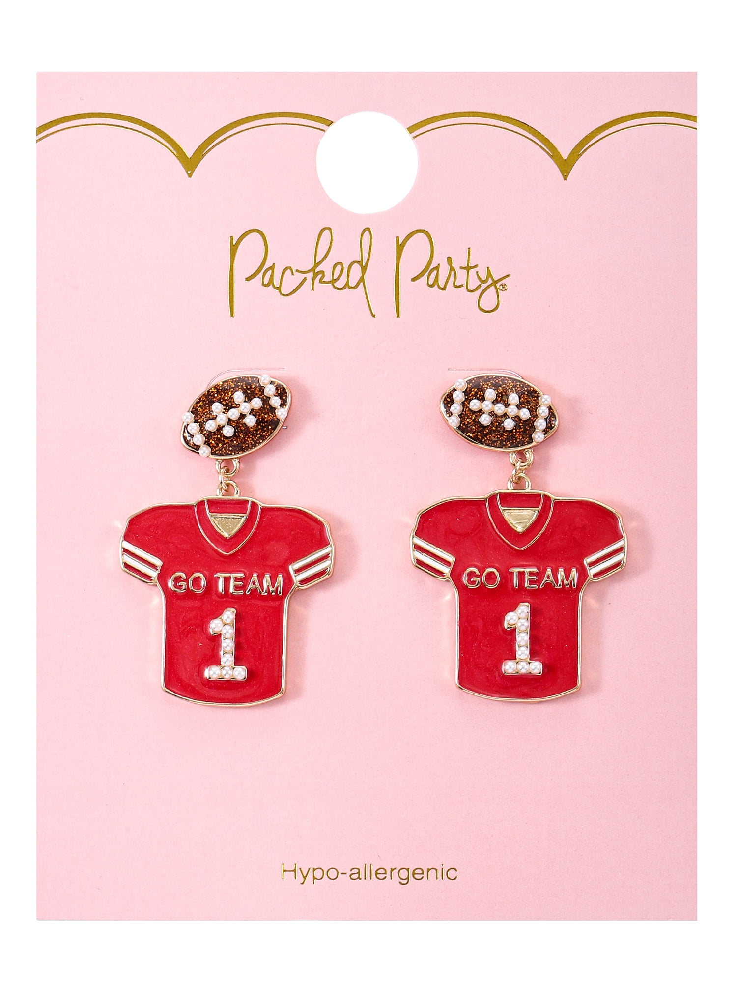 Packed Party Goldtone Team Spirit Earrings, Female, 1 Pair