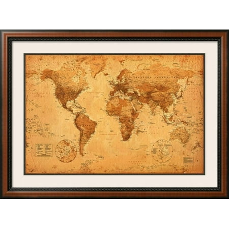 World Map Framed Poster Wall Art 45x24 Walmart