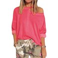 thumbnail image 1 of Women Cold Shoulder Crew Neck Long Sleeve Cut Out Pullover Shirt, 1 of 5