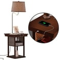 thumbnail image 1 of Brightech Madison Table de Chevet Table d'Appoint avec Lampe Intégrée et Port USB, Brun, 1 of 8
