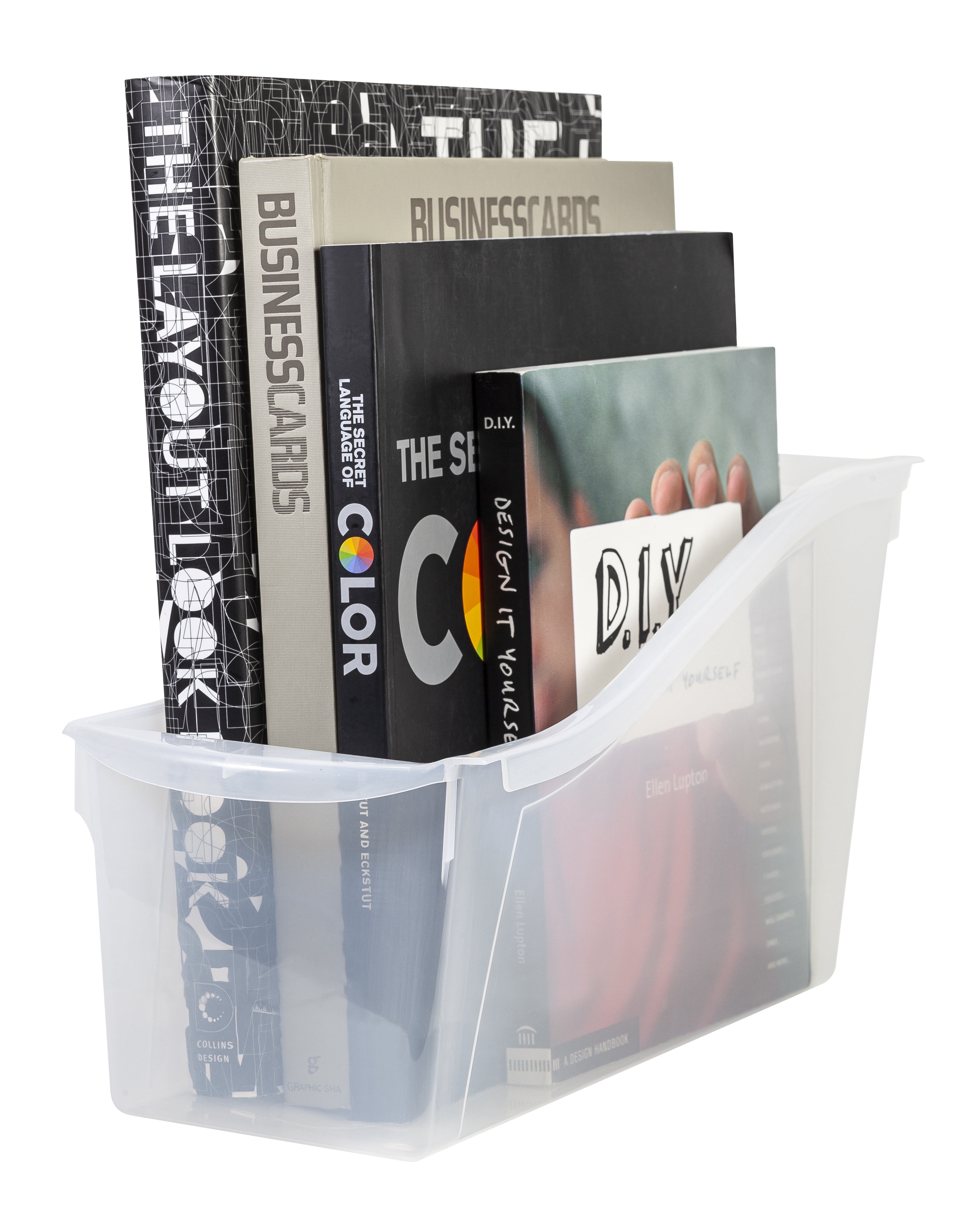 Pen+Gear Plastic Desktop Book Organizer Bin, Clear Tint, 6-Pack