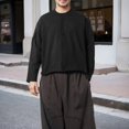thumbnail image 2 of Curuila Mens T Shirt Long Sleeve Solid Color Crew Neck Pullover For Men Loose Fit Comfortable Tops Black Size L, 2 of 4