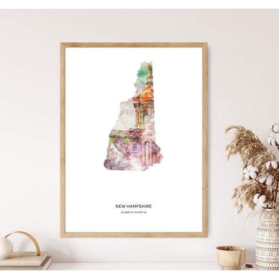 New Hampshire Print New Hampshire New Hampshire New Hampshire New Hampshire Map Art Map Of New Hampshire