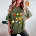 thumbnail image 5 of LEBONYARD Womens Tops Plus Size,Women's Fashion Summer Round Neck Drop Sleeves Leisure Short Sleeve Fruit Printing Tops Army Green S, 5 of 6