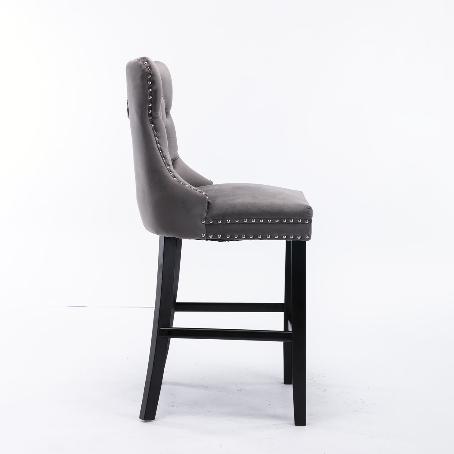 Demi Bonn 40" Counter Height Bar Stools Set of 2, Velvet Upholstered Barstools with Back, Kitchen Island Countertop Chairs for Dining Room, Gray