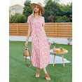 thumbnail image 5 of Oudiya Women Long Nightgown Short Sleeve House Dress Pleated Full Length Moo Moos Loungwear S-4XL, 5 of 6