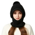 thumbnail image 4 of DJN Women's 3-in-1 Knit Hat Scarf Set Color Block Winter Neck Warmer Outdoor Windproof Cold Weather Hat Black One Size, 4 of 6