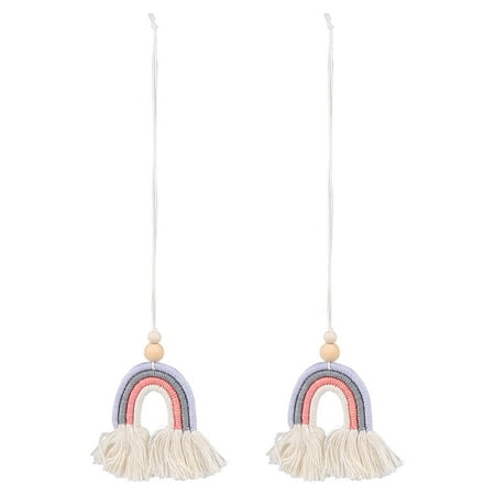 

2pcs Rainbow Pendant Bohemia Style Wooden Bead Hanging Decor Redolent Car Decor