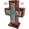 thumbnail image 6 of Urbalabs Cowboy Standing Western Verses Cross Teal Jewel Silver Shell Distressed Standing Religious Cross Country Wall Decor Room Decoration Office Church Home (Teal Cross), 6 of 7