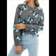 thumbnail image 1 of Suéteres de Punto con Estampado de Mariposas para Mujer, Informales, de Larga y Cuello Redondo Gris XL, 1 of 9
