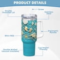 thumbnail image 5 of Lsque Seashells And Fishing Net On Blue Wooden Table Pattern 40 OZ Ice Bully Cup with Handle and Straw, Double Wall Stainless Steel Tumbler Travel Coffee Cup with Lid for Christmas Present, 5 of 8