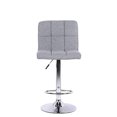 thumbnail image 2 of Parla Gray Stool, Modern Adjustable Height &amp; Swivel Stool, Fabric Upholstered Stool with Chrome Pedestal Base, Pub Chair Kitchen Island Counter, Backrest &amp; Footrest (Set of 2), 2 of 4
