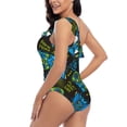 thumbnail image 5 of Yiaed Play Game Print Women One Piece Swimsuits Tummy Control One Shoulder Bathing Suits Pattern Ruffle Swimwear-Large, 5 of 8