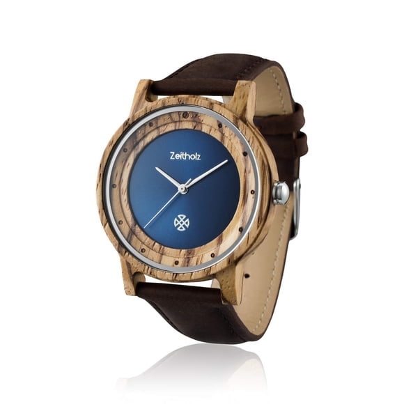 Zeitholz Montre en Bois Unisexe - Modèle Eibenstock, Fabriquée à la Main en Zèbre 100 % Naturel avec Mouvement à Quartz - Montre Analogique en Bois Légère pour Hommes et Femmes - Bracelet Ajustable s'Adapte à Tout Poignet