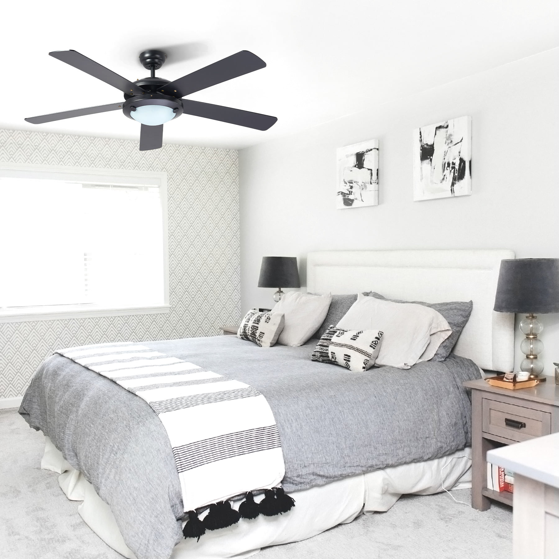 UL Listed 52'' Indoor Ceiling Fan With Remote Control &  LED Light 