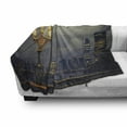 thumbnail image 3 of Night Soft Flannel Fleece Throw Blanket, Westminster Bridge London City UK Stormy Moody Weather European Urban Travel, Cozy Plush for Indoor and Outdoor Use, 50" x 70", Pale Grey Yellow, by Ambesonne, 3 of 6