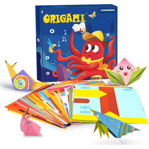 Kit de origami de 108 hojas para niños, 54 patrones de origami de dibujos animados 3D con libro instructivo de origami, papel de origami para proyectos de arte y manualidades/juguetes, principiantes