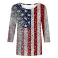 thumbnail image 5 of FAVIPT Women Fourth of July Shirt Stars and Stripes USA Flag Print Blouses 3/4 Length Sleeve Crew Neck Tees Casual Trendy Summer 2025 Tops Multicolor,M, 5 of 5
