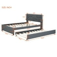 thumbnail image 3 of Harper & Bright Designs Full Size Platform Bed Upholstered Bed with Twin Size Trundle Brick Pattern Heardboard, Solid Wood Platform Bed Frame, Gray, 3 of 10