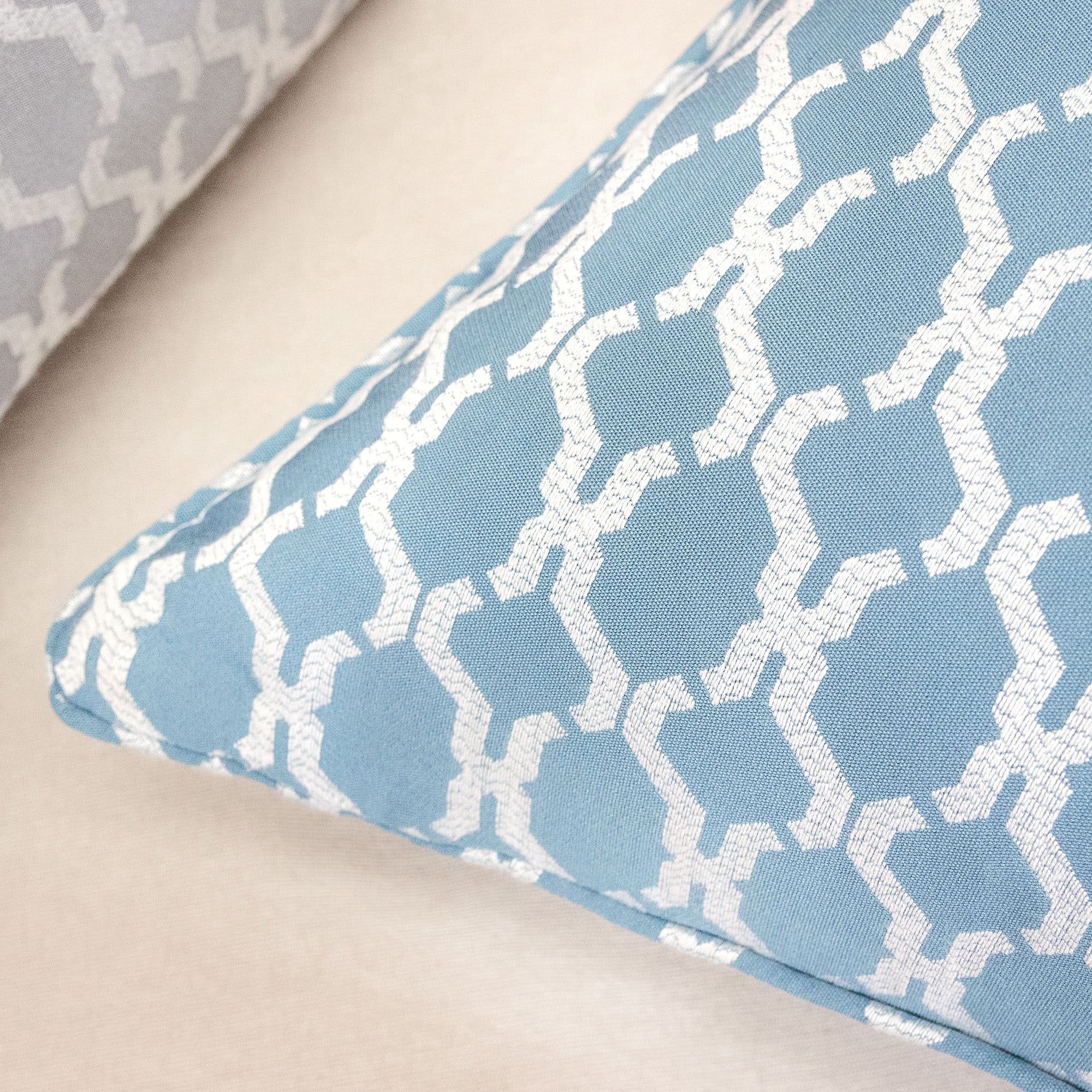 Amelia Turquoise Geometric Polyester 20 in. x 20 in Throw Pillow