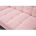 thumbnail image 7 of Convertible Futon 2-Seat Sofa Bed with Adjustable Backrest and Gold Metal Legs, Reclining Teddy Fabric Futon Loveseat Couch with Pillow for Dorm Room Living Room, Pink, 7 of 7