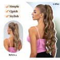 thumbnail image 2 of Xiao Hua Extensión de cola de caballo - Extensiones de cabello ondulado marrón oscuro de 66,04 cm, extensiones de cabello sintético de aspecto natural resistentes al calor, 1 unidad., 2 of 5