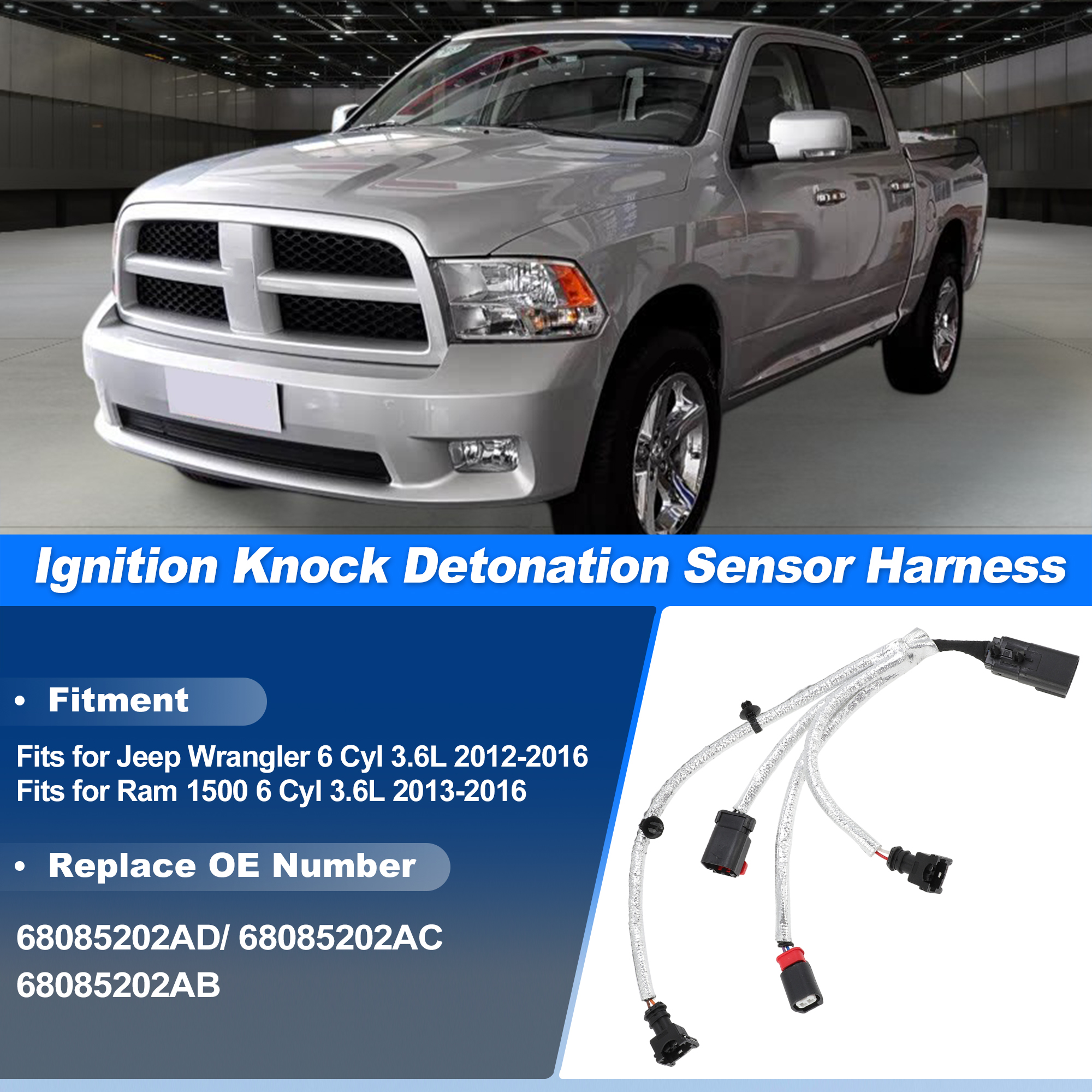 Unique Bargains Ignition Knock Detonation Sensor Harness for Jeep Wrangler
